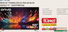 ONVO 55 İNÇ FRAMELESS ULTRA HD QLED GOOGLE SMART TV AKILLI TELEVİZYON ONVO 55 İNÇ FRAMELESS ULTRA HD QLED GOOGLE SMART TV AKILLI TELEVİZYON